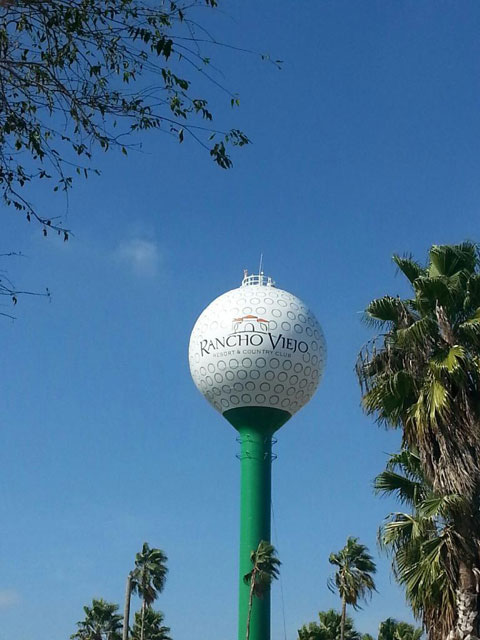 painted water tower golf ball